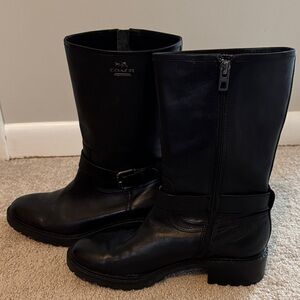 Coach Black Leather Combat Boots